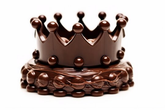 a crown of chocolate on a white background, created by Generative AI