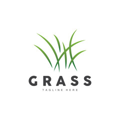 Green Grass Logo Design, Farm Landscape Illustration, Natural Scenery Vector