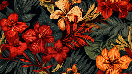 Naklejka na ściany i meble Style Exotic floral pattern wallpaper texture