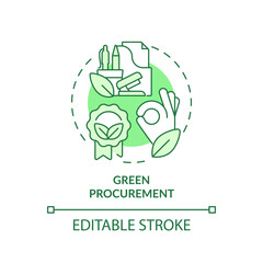 Editable green procurement icon concept, isolated vector, sustainable office thin line illustration.