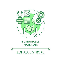 Editable sustainable materials green icon concept, isolated vector, sustainable office thin line illustration.