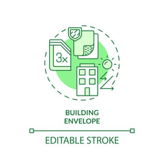 Editable building envelope green icon concept, isolated vector, sustainable office thin line illustration.