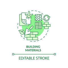 Editable building materials green icon concept, isolated vector, sustainable office thin line illustration.