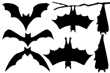 Halloween bats silhouette clipart PNG