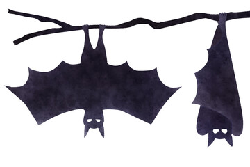 Halloween bats hanging on tree clipart PNG