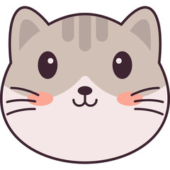 Cute Cat Head Illustration