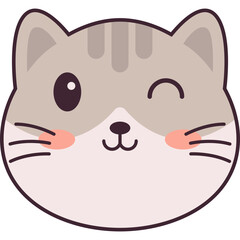 Cute Cat Head Illustration