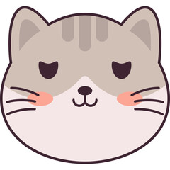 Cute Cat Head Illustration