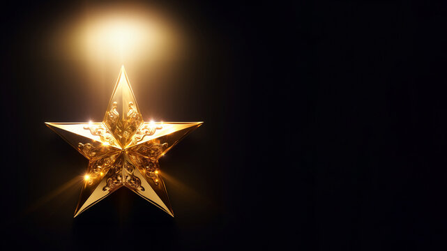 Sch&ouml;ner goldener Weihnachtsstern im Spot mit dunklen Licht, aii generativ