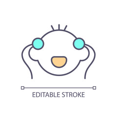 Electroencephalogram RGB color icon. Child healthcare. Brain monitoring. Diagnostic test. Medical procedure. Check up. Isolated vector illustration. Simple filled line drawing. Editable stroke