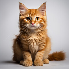 Cute orange cat on a white background