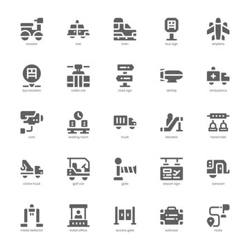 Public Transportation icon pack for your website, mobile, presentation, and logo design. Public Transportation icon glyph design. Vector graphics illustration and editable stroke.