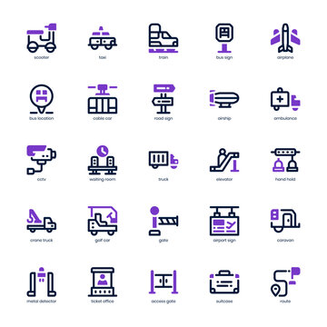 Public Transportation icon pack for your website, mobile, presentation, and logo design. Public Transportation icon mixed line and solid design. Vector graphics illustration and editable stroke.