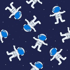 Astronaut in space seamless pattern for kids