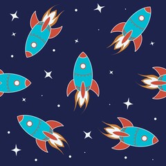 Rocket space seamless pattern for kids