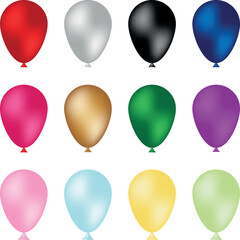 set of colorful balloons isolated