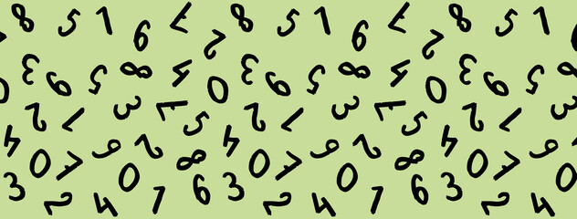 template with the image of keyboard symbols. a set of numbers. Surface template. pastel pea background. Horizontal image. Banner for insertion into site.