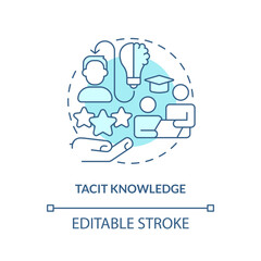 2D editable tacit knowledge thin line blue icon concept, isolated vector, monochromatic illustration representing knowledge management