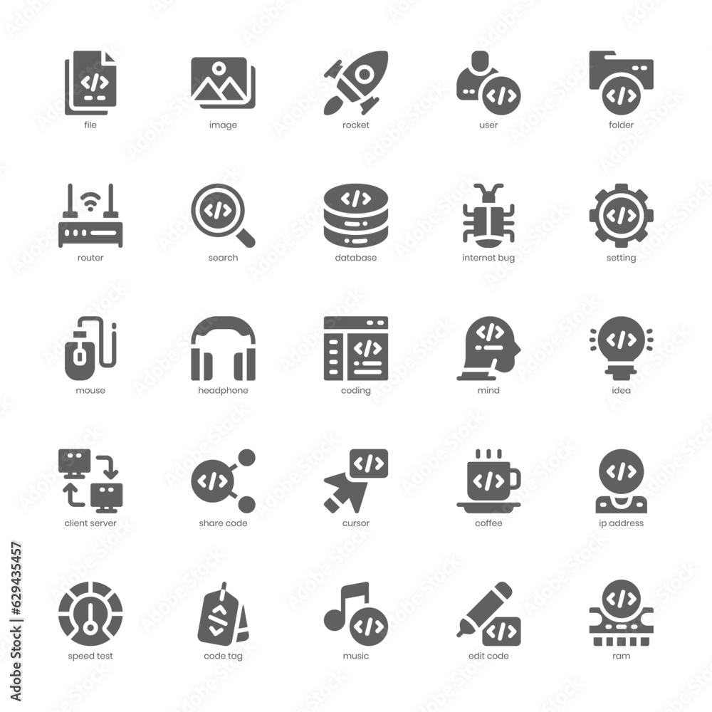Poster web programming icon pack for your website, mobile, presentation, and logo design. web programming i