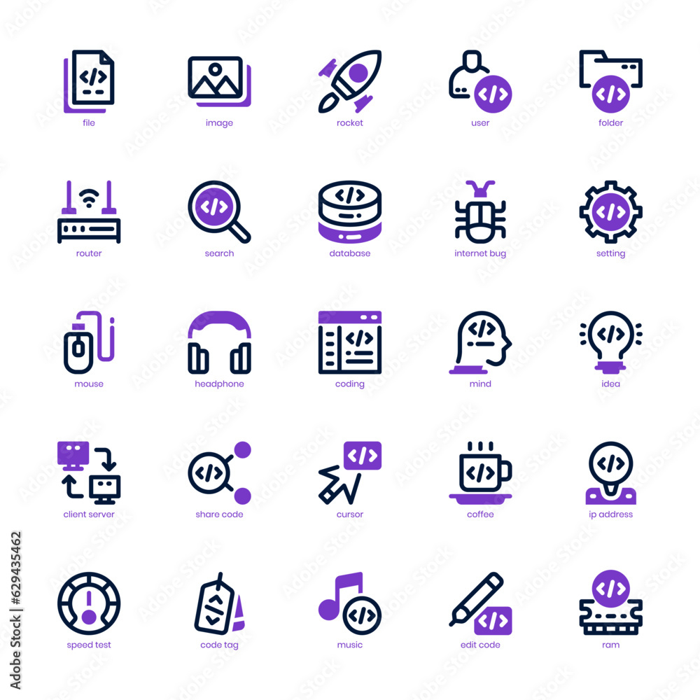 Poster web programming icon pack for your website, mobile, presentation, and logo design. web programming i