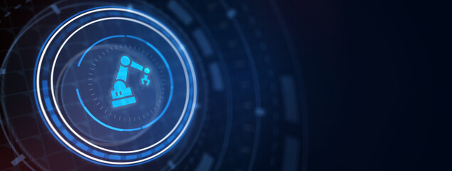 Industrial automation technology concept. Collaborative robot, cobot. Illustration