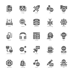 Web Programming icon pack for your website, mobile, presentation, and logo design. Web Programming icon glyph design. Vector graphics illustration and editable stroke.
