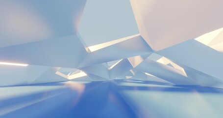Naklejka premium Futuristic abstract background crystal arched interior 3d render