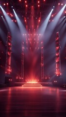 show stage design, 3D render, empty stage, spotlights, lasers, stage interior design