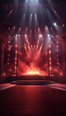 show stage design, 3D render, empty stage, spotlights, lasers, stage interior design