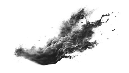 Black smoke explosion on empty transparent background. Isolated abstract brush. Generative ai - 629436029