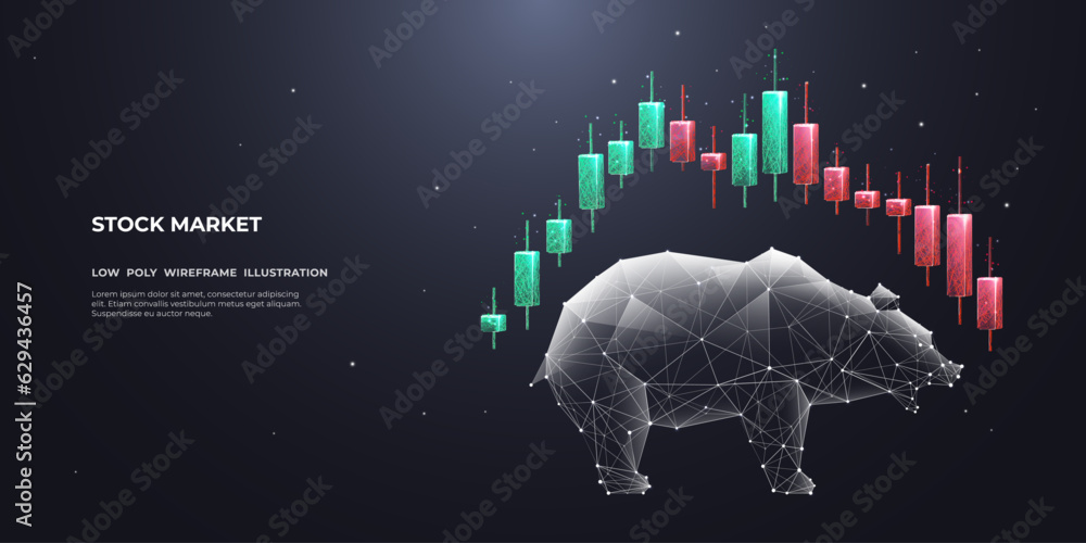 Aufkleber abstract colored japanese candlesticks and digital bear. stock market exchange or financial technolo