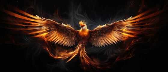 A Phoenix bird on black background