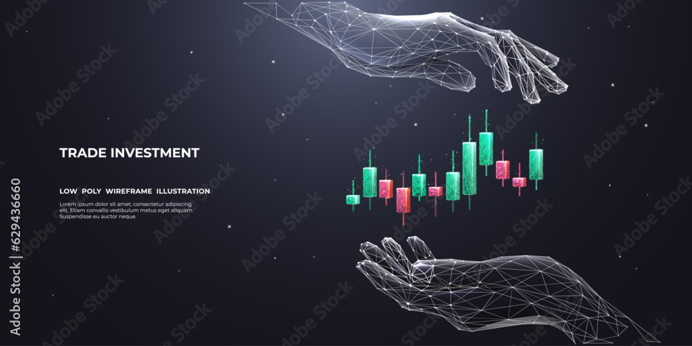 Leinwandbilder stock market and investment concept. abstract human hand holding colored candlestick. protection of 