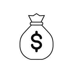 Money bag dollar line icon. Gift and decorative element. Vector illustration.