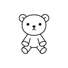 Cute teddy bear toy line icon. Cute stuffed toy symbol. Coloring book for children. Vector illustration in outline style.