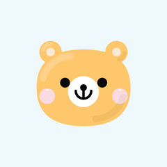 Cute cartoon bear face icon. Vector illustration in kawaii cartoon style.