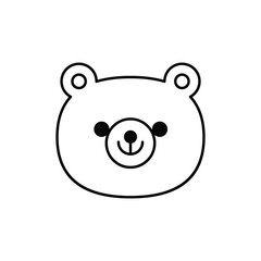 Cute cartoon bear face line icon. Coloring book for children. Vector illustration in outline style.