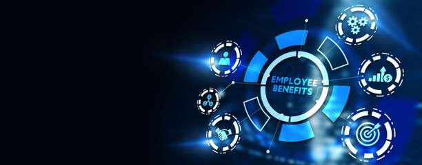 Business, Technology, Internet and network concept. Shows the inscription: EMPLOYEE BENEFITS.  3d illustration