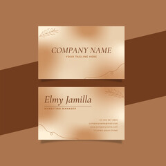 Fototapeta premium Printable Aesthetic Business Card Template Decorated with Golden Gradient and Floral Object Background
