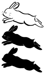 Obraz premium Silhouette of a jumping rabbit clipart PNG