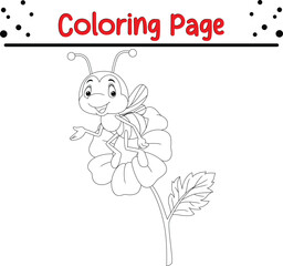 Bugs And Insect coloring page for kids. Cute Animal coloring book.