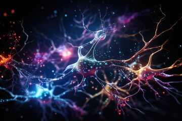 Neurons and synapse like stuctures depicting brain chemistry 