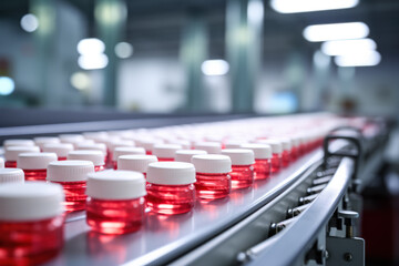Pharmaceutical Industry's State-of-the-Art Factory with Pills on Conveyor 