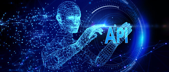 API - Application Programming Interface. Software development tool. Business, modern technology, internet and networking concept. 3d illustration