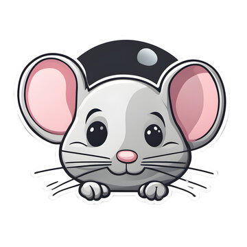 Cheerful Rodent: Adorable Rat Face with Happy Smile  Illustration