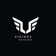 vikings logo v letter wing template design