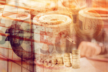 Euro currency inflation concept, digital composite