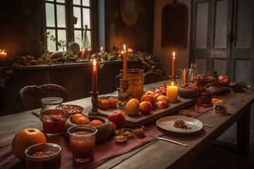 Festive Dining with Citrus Candlelight