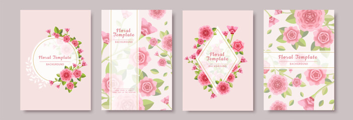 Sweet pink floral template set