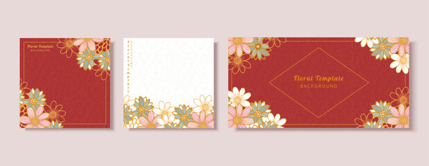 Red and white floral template set